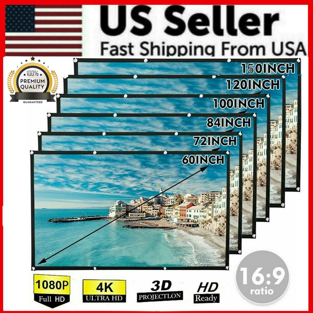 100 Inch Projector Screen, Portable Foldable 16:9 HD – Indoor Outdoor Movie Screen for Home Cinema | Easy Setup, Wrinkle-Free