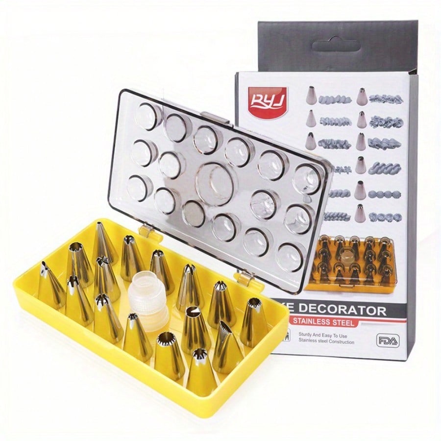 Cake Decorating Kit, 16-Piece Stainless Steel Piping Tips Set – Nozzles & Tools for Decorating Cakes, Cupcakes & Cookies | Baking Gift