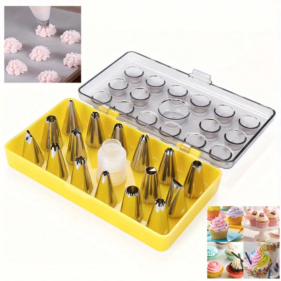 Cake Decorating Kit, 16-Piece Stainless Steel Piping Tips Set – Nozzles & Tools for Decorating Cakes, Cupcakes & Cookies | Baking Gift