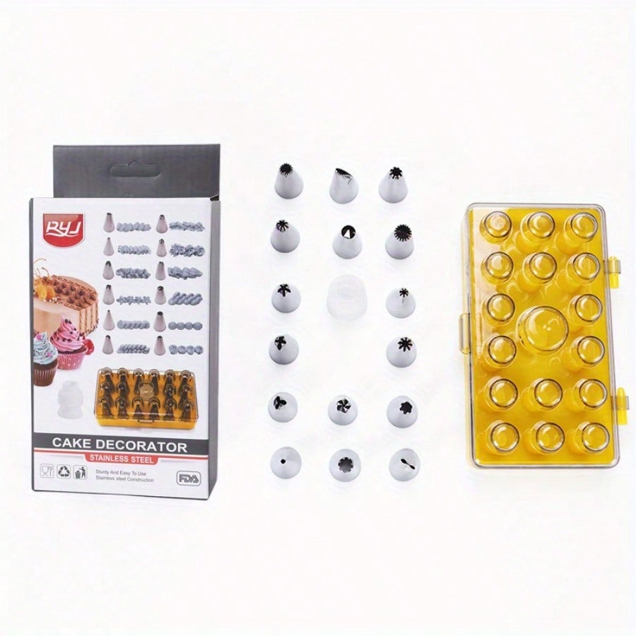Cake Decorating Kit, 16-Piece Stainless Steel Piping Tips Set – Nozzles & Tools for Decorating Cakes, Cupcakes & Cookies | Baking Gift