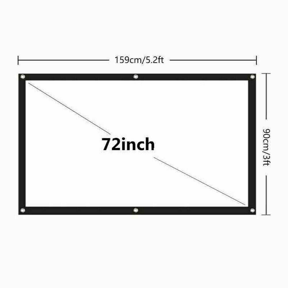 100 Inch Projector Screen, Portable Foldable 16:9 HD – Indoor Outdoor Movie Screen for Home Cinema | Easy Setup, Wrinkle-Free
