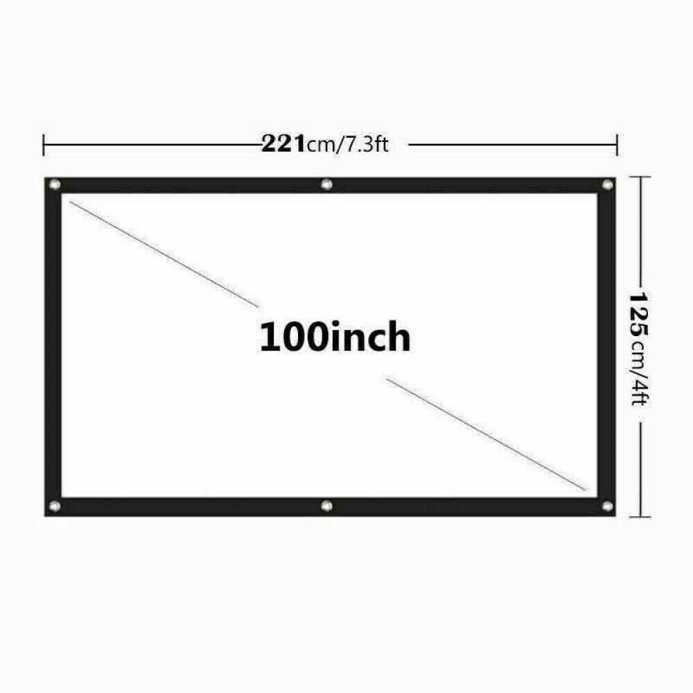 100 Inch Projector Screen, Portable Foldable 16:9 HD – Indoor Outdoor Movie Screen for Home Cinema | Easy Setup, Wrinkle-Free