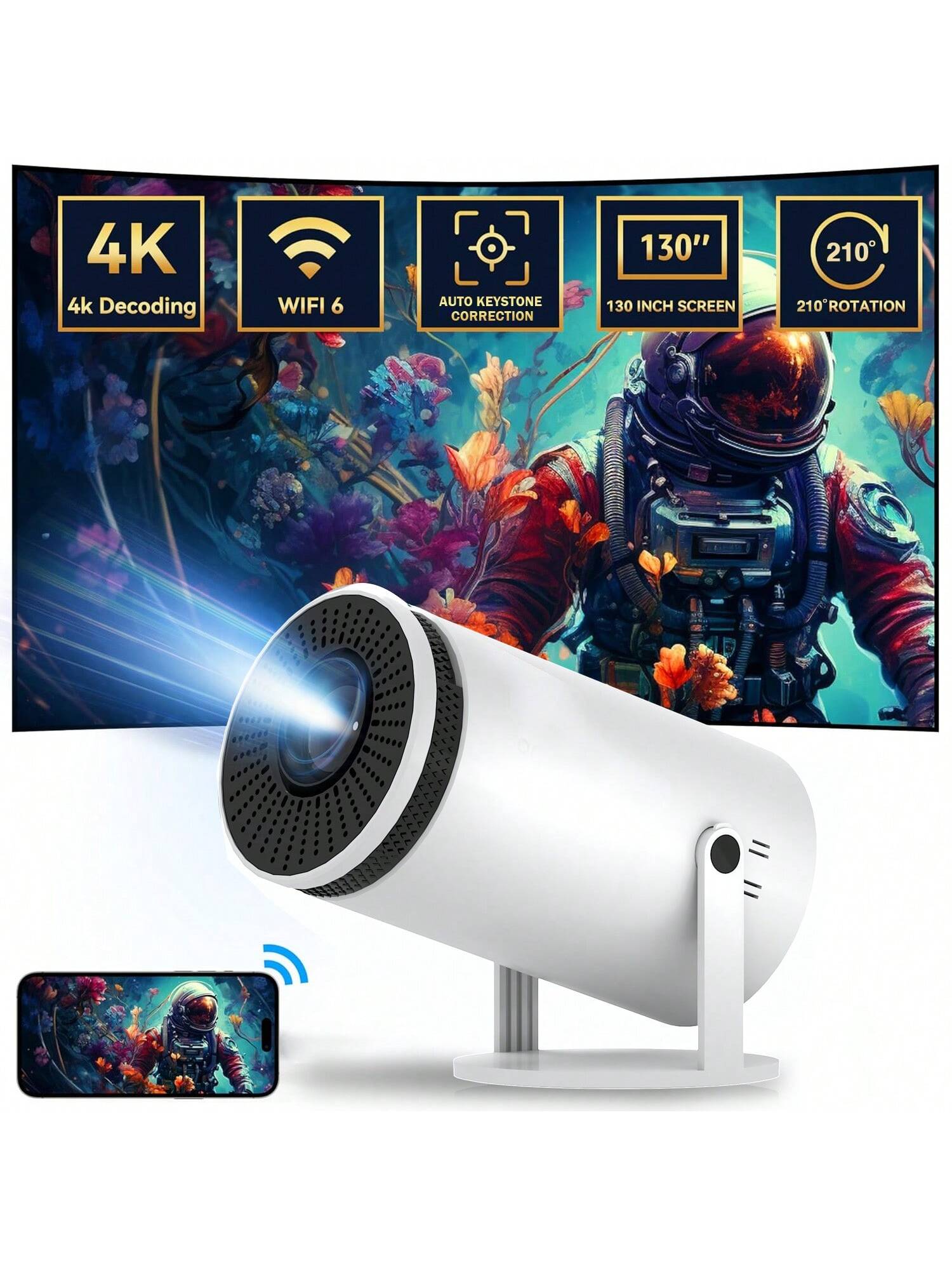 HikePod S1 Smart Projector – 4K WiFi6 130inch