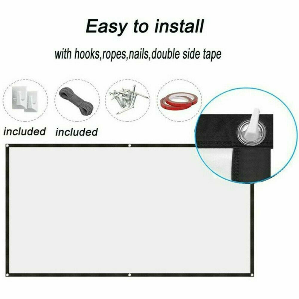 100 Inch Projector Screen, Portable Foldable 16:9 HD – Indoor Outdoor Movie Screen for Home Cinema | Easy Setup, Wrinkle-Free