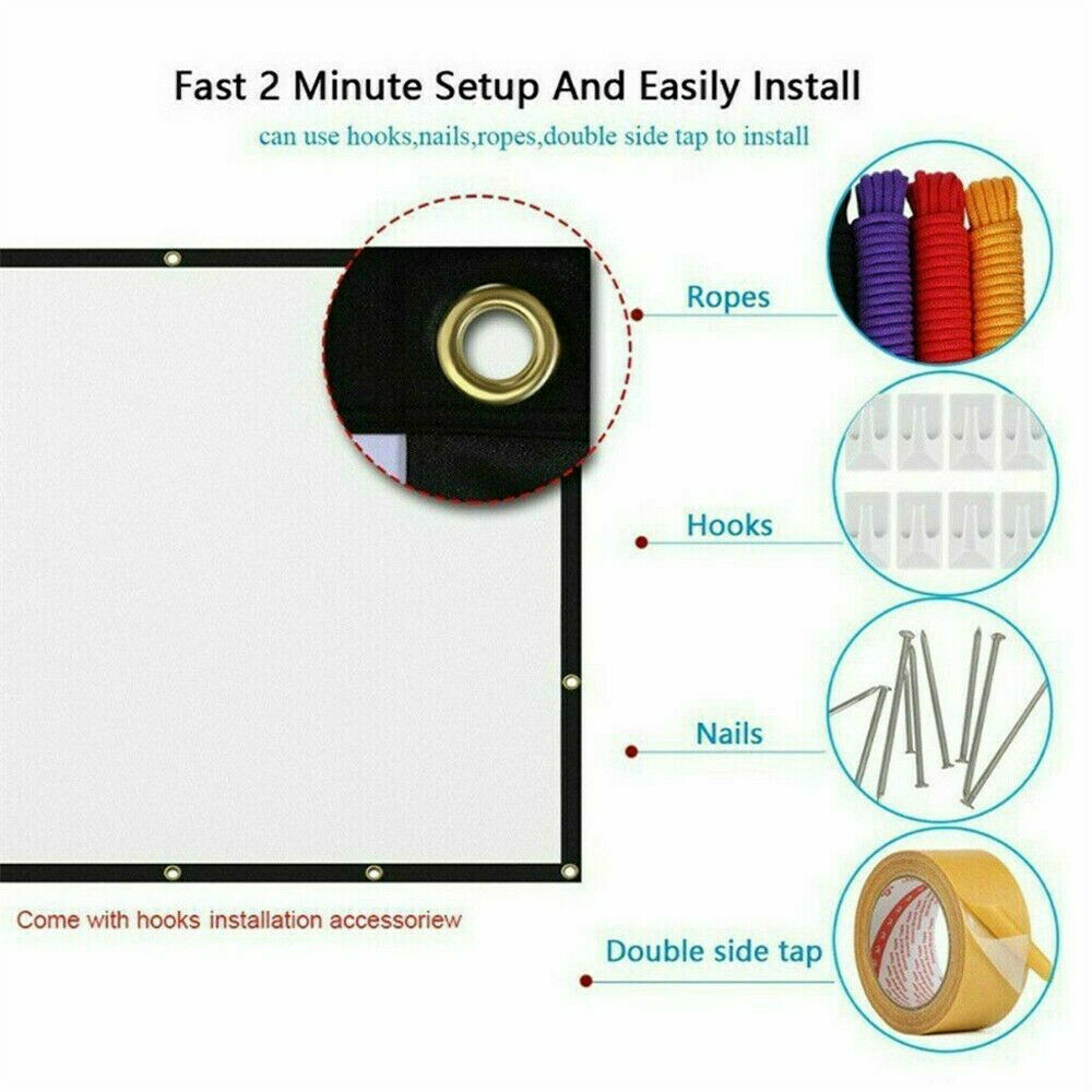 100 Inch Projector Screen, Portable Foldable 16:9 HD – Indoor Outdoor Movie Screen for Home Cinema | Easy Setup, Wrinkle-Free