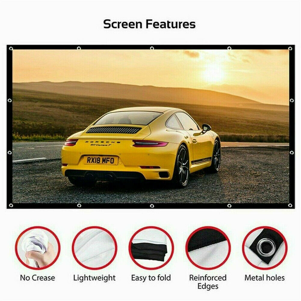 100 Inch Projector Screen, Portable Foldable 16:9 HD – Indoor Outdoor Movie Screen for Home Cinema | Easy Setup, Wrinkle-Free