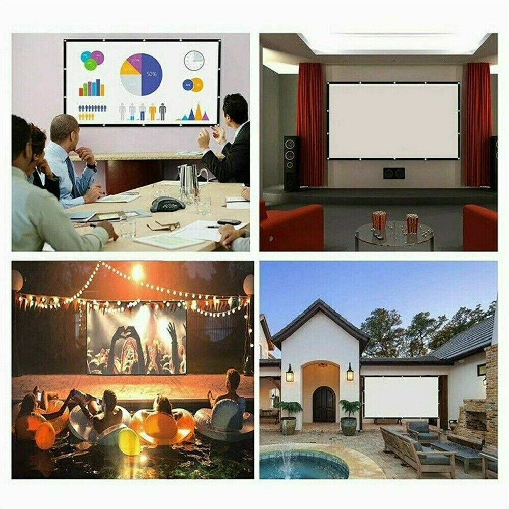 100 Inch Projector Screen, Portable Foldable 16:9 HD – Indoor Outdoor Movie Screen for Home Cinema | Easy Setup, Wrinkle-Free
